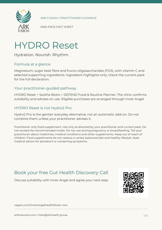 HYDRO Reset free practitioner support guide and fact sheet